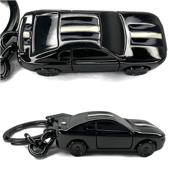 Coach Car Keychain Fob Camaro Matte Black Striped Sports Rare Gift for Dad Mens - Picture 4 of 6